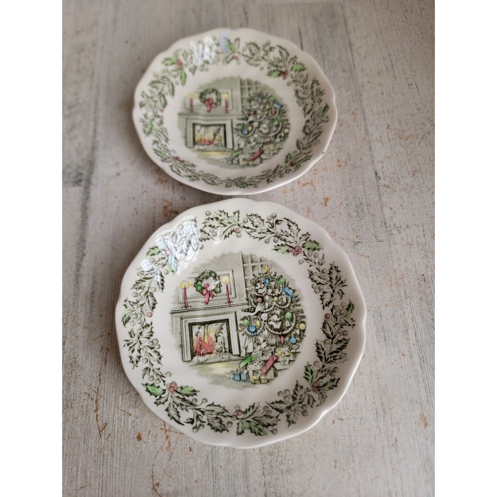 Vintage Johnson Brothers Merry Christmas mini plate scenic Xmas set home